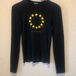Benetton navy long sleeve tee